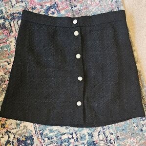 Black Mini Skirt with Rhinestone Buttons from H&M Size 16